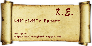 Káplár Egbert névjegykártya